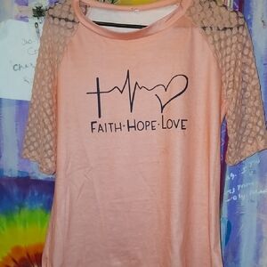 No Boundaries Peach Faith Hope Love Tee